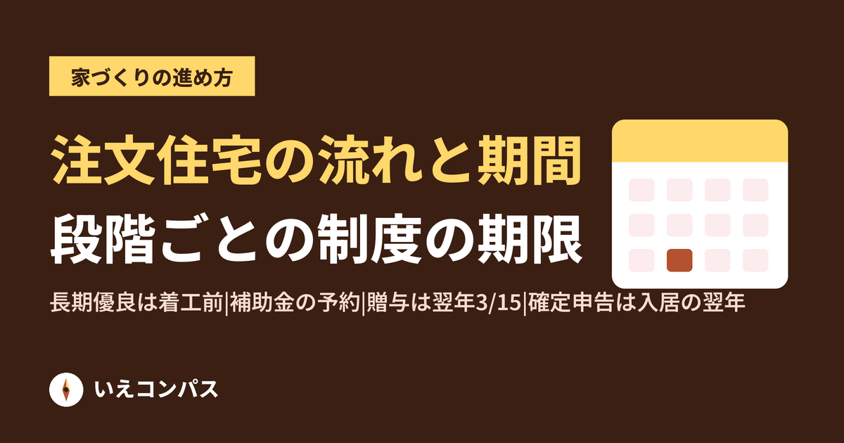 注文住宅の流れと期間|情報収集から引き渡しまで、各段階で使う制度の期限つき